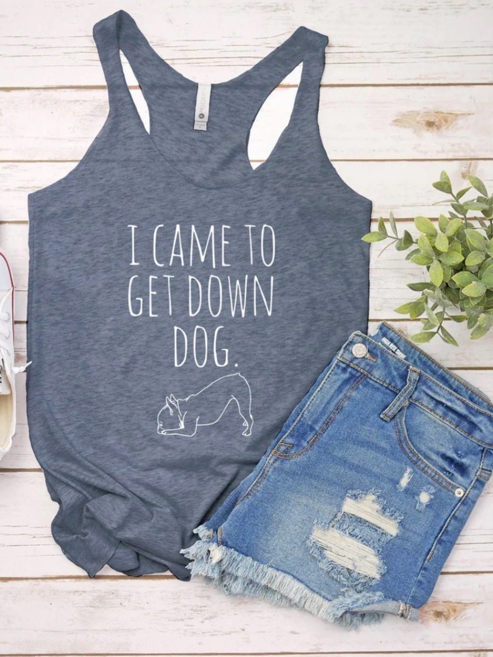Next Level Apparel Heather Gray "I Came to Get Down Dog" Racerback Tank